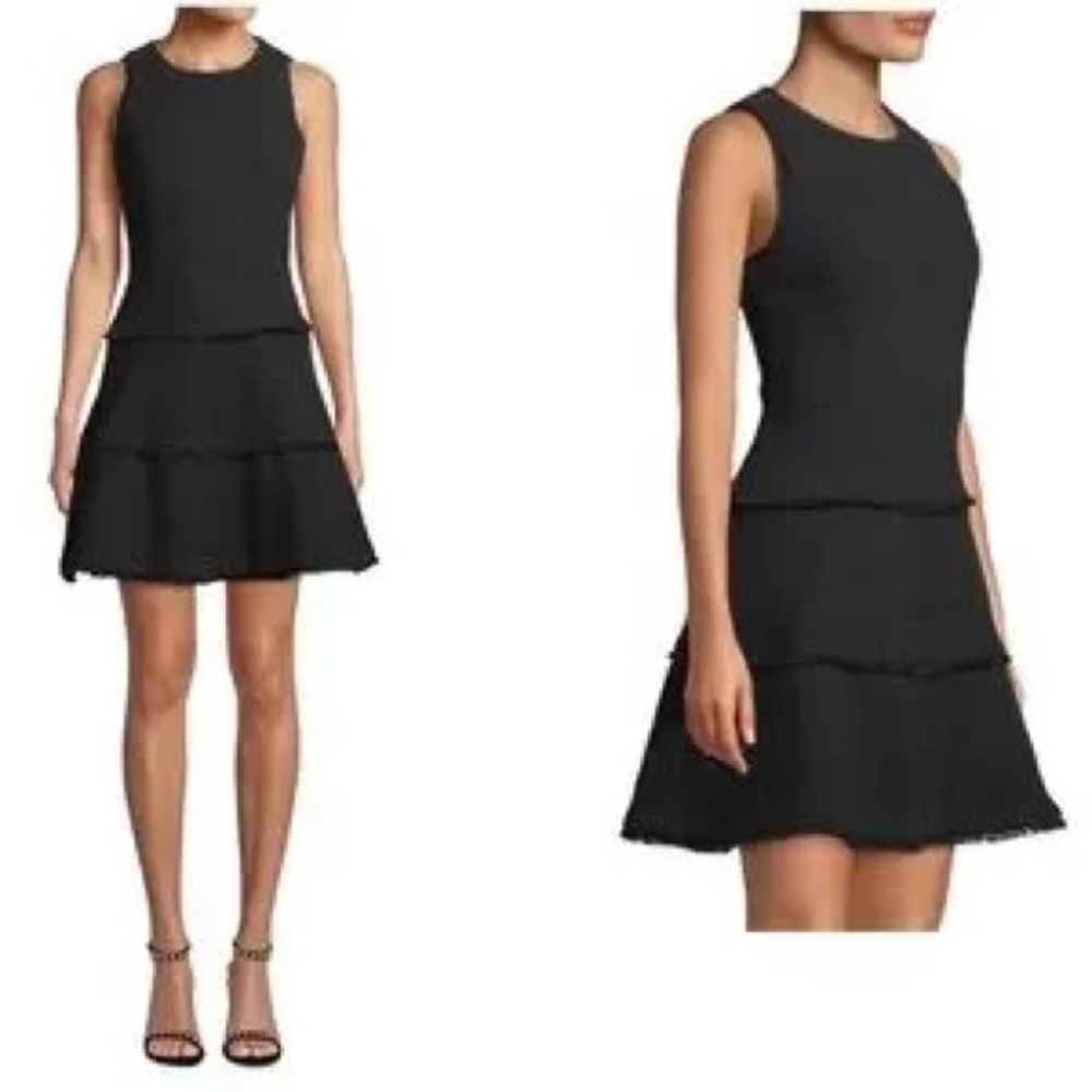LIKELY Black Tweed Tiered Fit and Flare Dress (100)